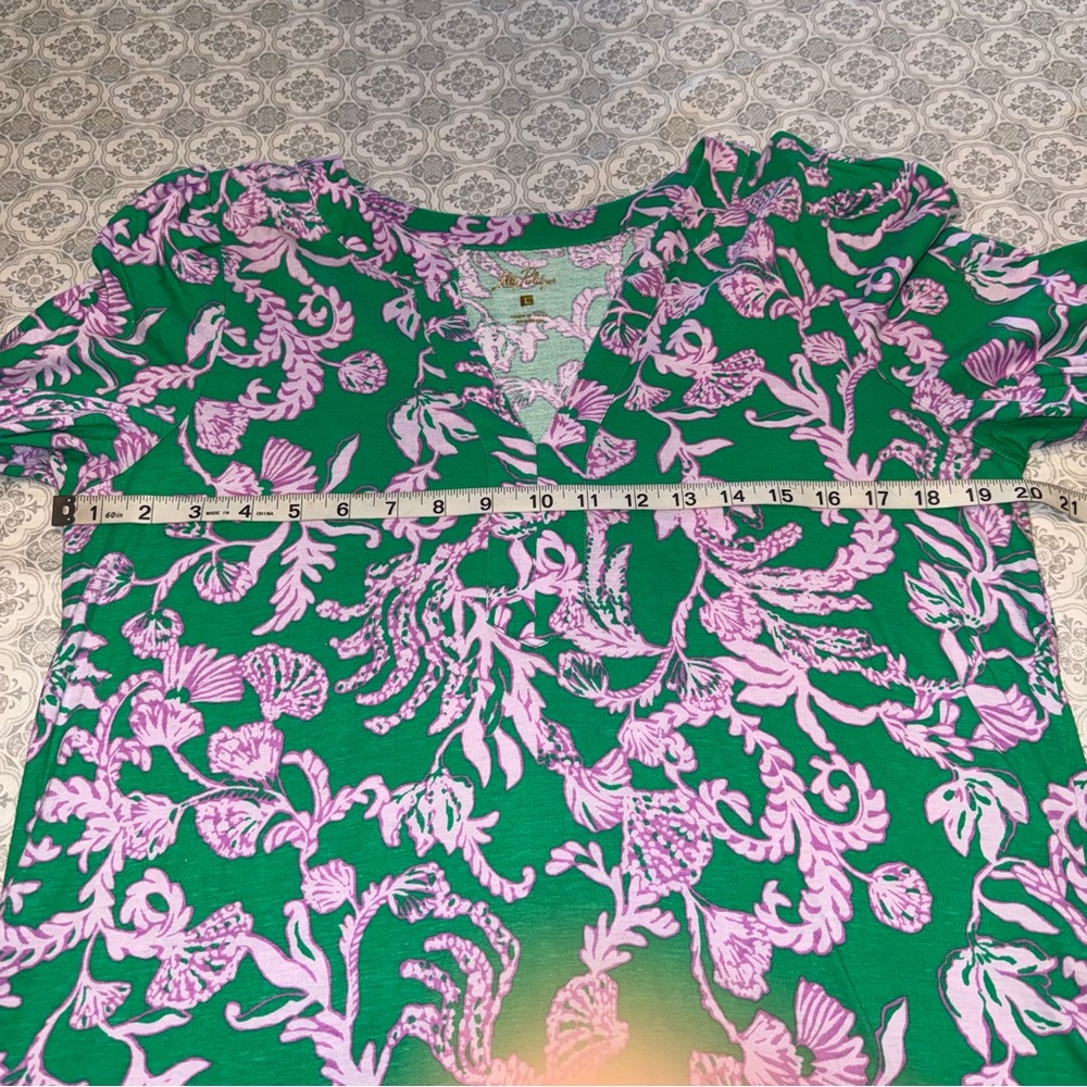 Lilly Pulitzer Alyssa A-Line Long Sleeve Dress in Brazilian Green Salty Sandbar - Picture 14 of 16